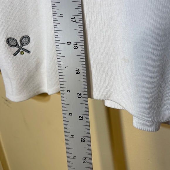 Tennis embriodered White V-Neck Top - Picture 8 of 8